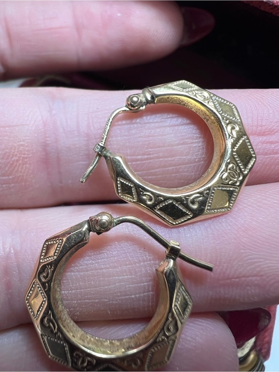 10K yellow gold bohemian hoop earrings main image 3
